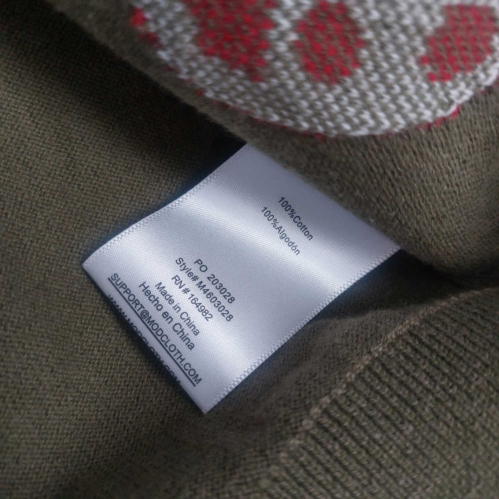 Modcloth Mushroom Cardigan Sweater Olive Green NWT XL Cotton Old Soul Classic - Picture 5 of 7